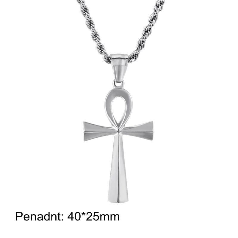 Shiny Golden Stainless Steel Cross Pendant for Men Women Polished 45-60cm Necklace Trendy Party Jewelry Gothic Accessories Gift