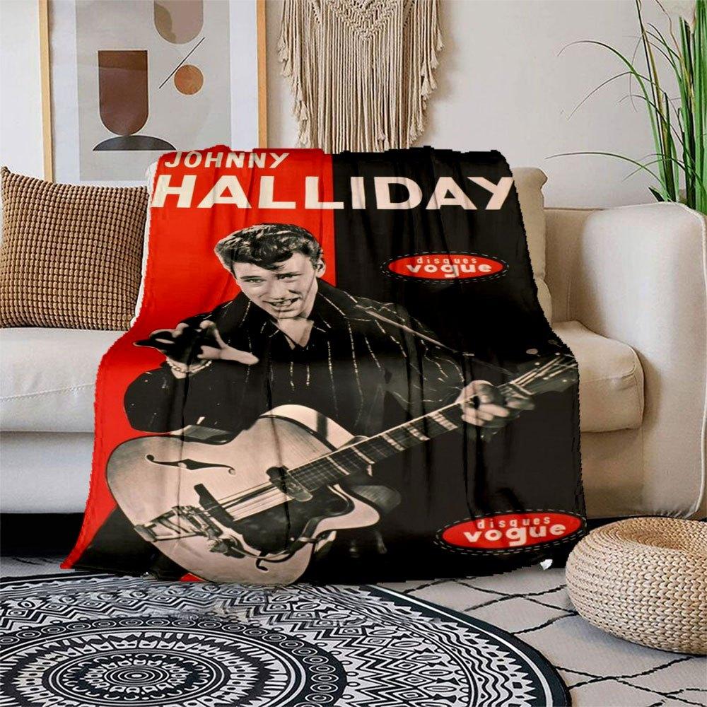 

Johnny Halliday PosterBlanket Flannel Throw Blanket for Sofa, Bed, Travel, Camping, Office, Couch, Chair, And Bed Gift for Christmas cx355 150x180cm