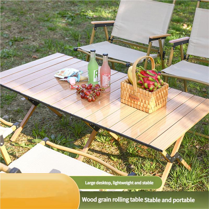 Rolling Fold Table Aluminum Camping Table Portable Picnic Table with Carry Bag Lightweight Outdoor Desk for Beach Hiking Travel
