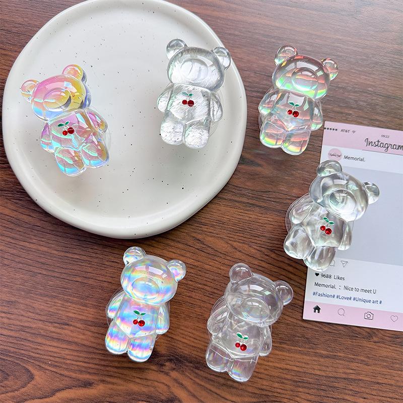 Little Cherry Laser Bear Mobile Phone Airbag Bracket Paste Retractable Creative Desktop Watching Drama Lazy Grip Bracket