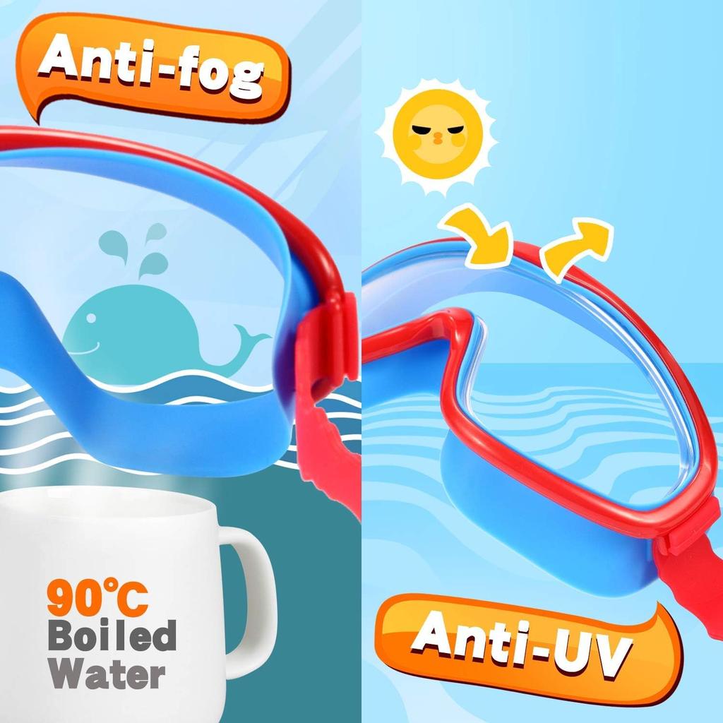 Occhialini Da Nuoto Per Bambini (2 Pezzi) | Anti-appannamento E Protezione UV | Morbido Silicone | Età 4-16 Anni