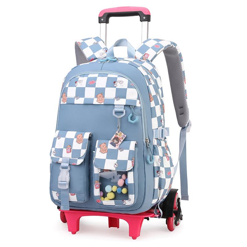 Zaino Scolastico per Bambini Zaino Cartone Animato per Studenti con Ruote Borsa Porta Libri Carina Zaino Scolastico su Ruote per Bambine Bambini Zaini con Ruote