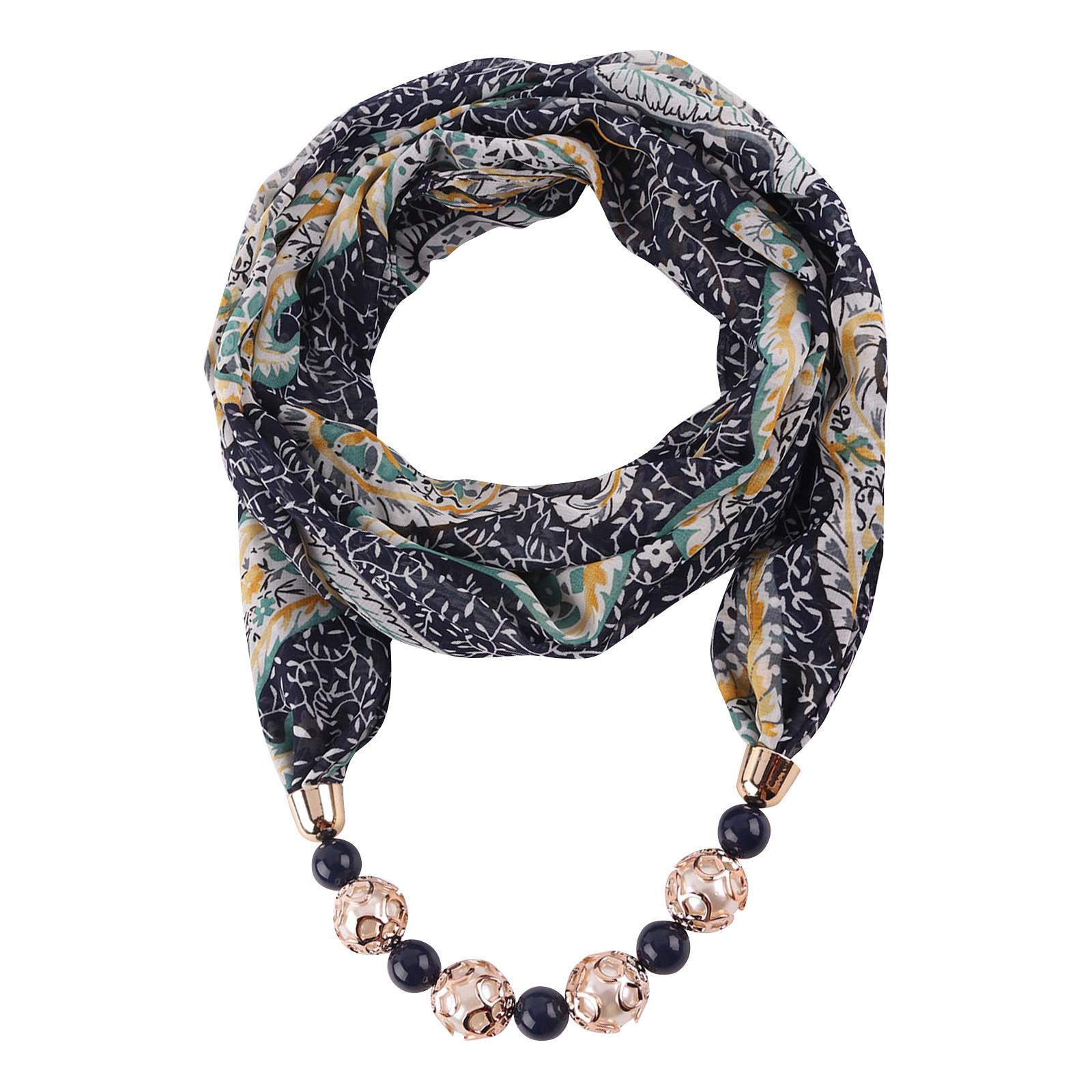 

Великолепные бусины, шарф с круглым кольцом, женские аксессуары для шарфов, ожерелье, этнический шарф One Size чёрный