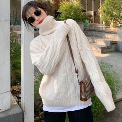 New Fashion Autumn Loose Turtleneck Sweater Women Elegant Solid Casual Warm Pullovers Knitted Sweaters for Women Winter Vintage Slim Fit Jumpers 25525