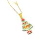 Charming Snowman Necklace with Christmas Tree Pendant - Cute Christmas Jewelry Gift