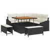VidaXL Ensemble de Canapés de Jardin de 8 Pièces avec Coussins en Rotin Poly Noir Acacia 3362645
