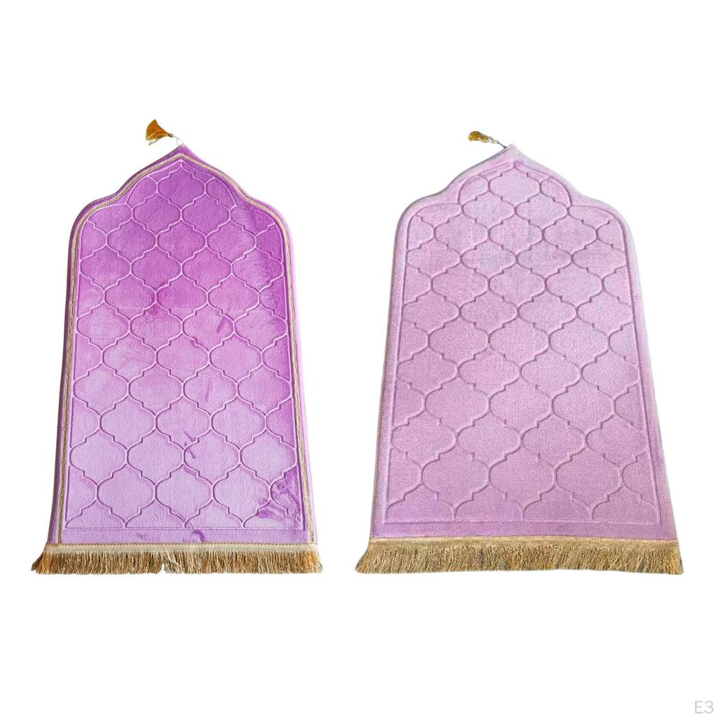 Muslim Prayer Rug Embossing Padded Portable with Tassel Floormat Mat for Festive Holiday