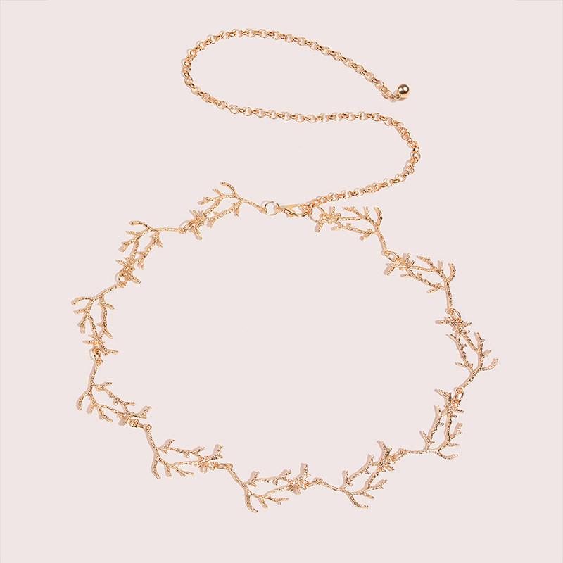 Metal Elegant Ladies Waist Chain With Carved Design For Summer Fashion Accessory