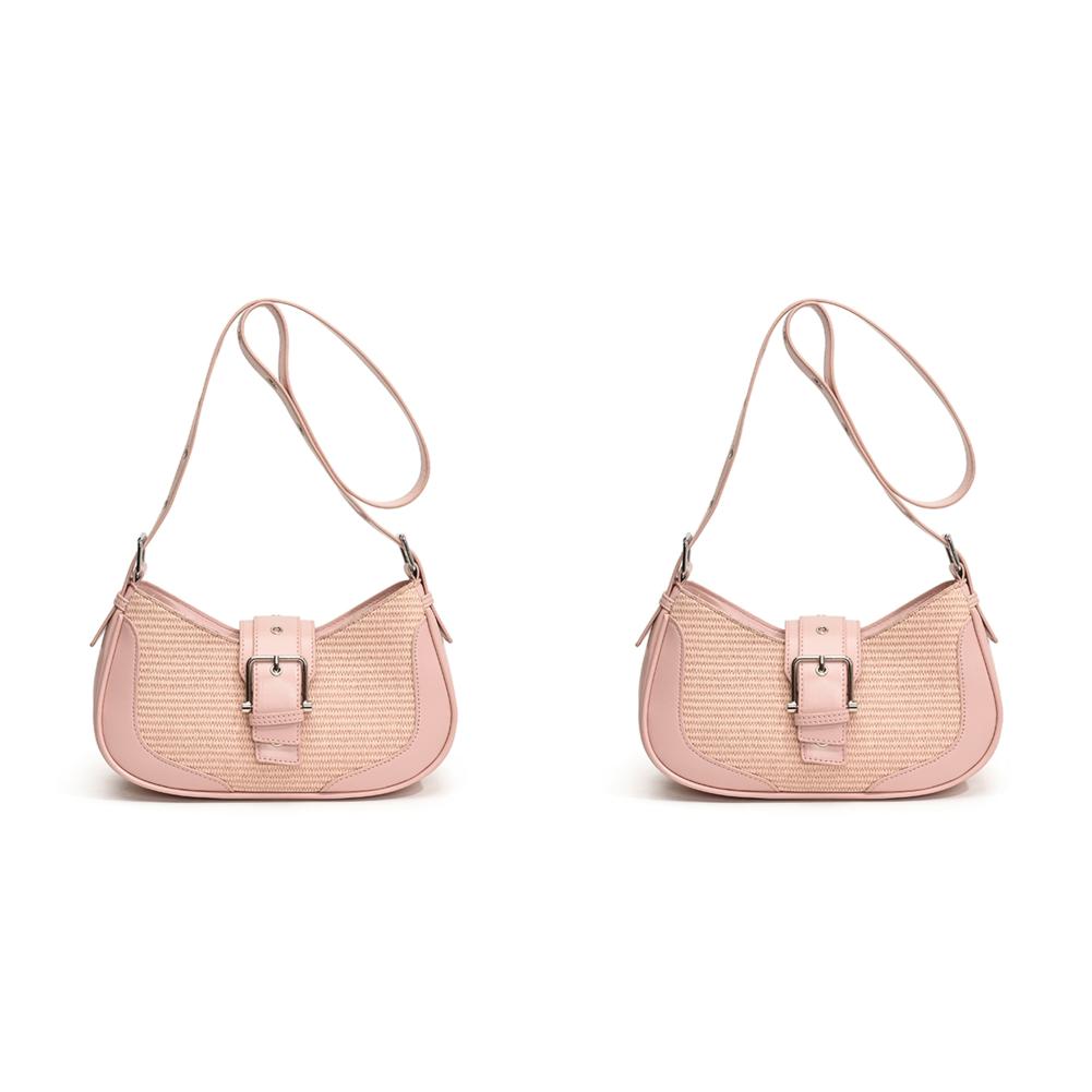 

- Shoulder Bag PU Leather Underarm Bag Y2K Fashion Handbag for Women (Pink)