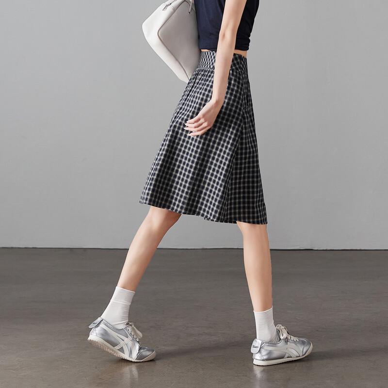Jupe A-line à carreaux taille haute pour femme SOFSIL