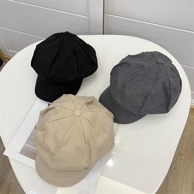 Simple Cotton Sewn Octagonal Hat Women's Autumn and Winter Fashion Versatile Literary Retro Duck Tongue Newsboy Hat