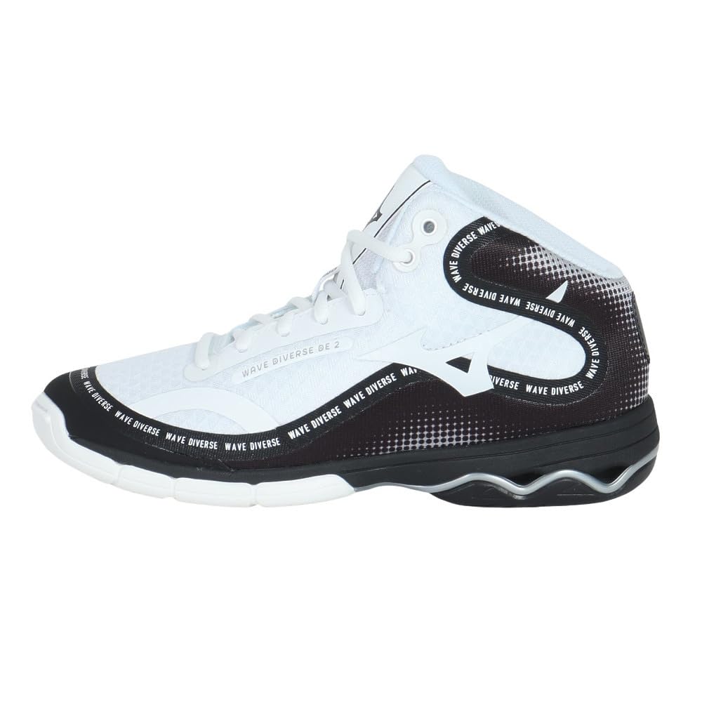 Mizuno Wave Diverse DE 2 Fitness White x Black x Light 2E Shoes, Indoor, Studio, Gym, Exercise, Gray, 27.0 cm,