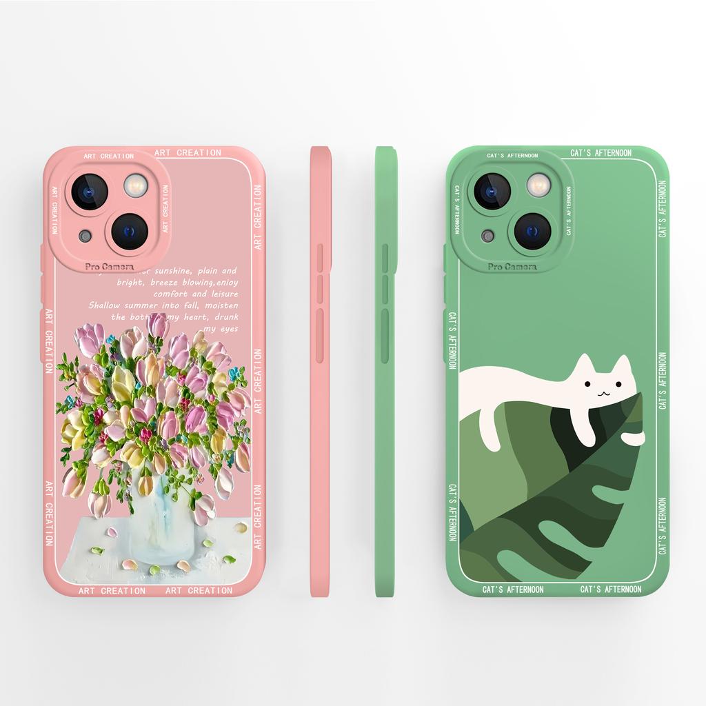 For iPhone 13 Mini Case Cover For iPhone13 Mini 13mini Soft Liquid Silicone Cute Dinosaur Phone Cases Bumper Camera Protectors