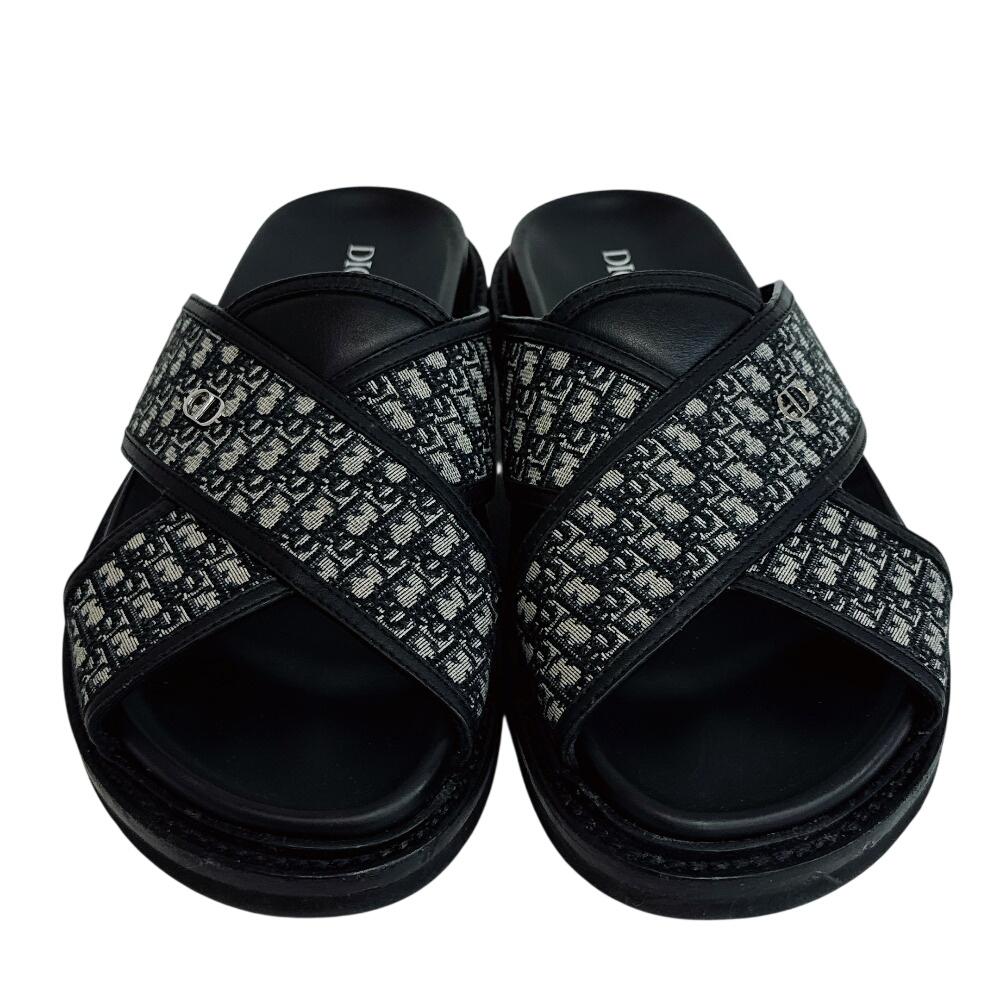 Christian Dior cross sandals Trotter canvas Oblique Sandals black canvas Used