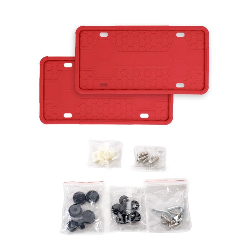 1Pair Silicone Black License Plate Frame Covers Front Or Back Car Plate Bracket Holders, Rust-Proof, Rattle-Proof Accessories