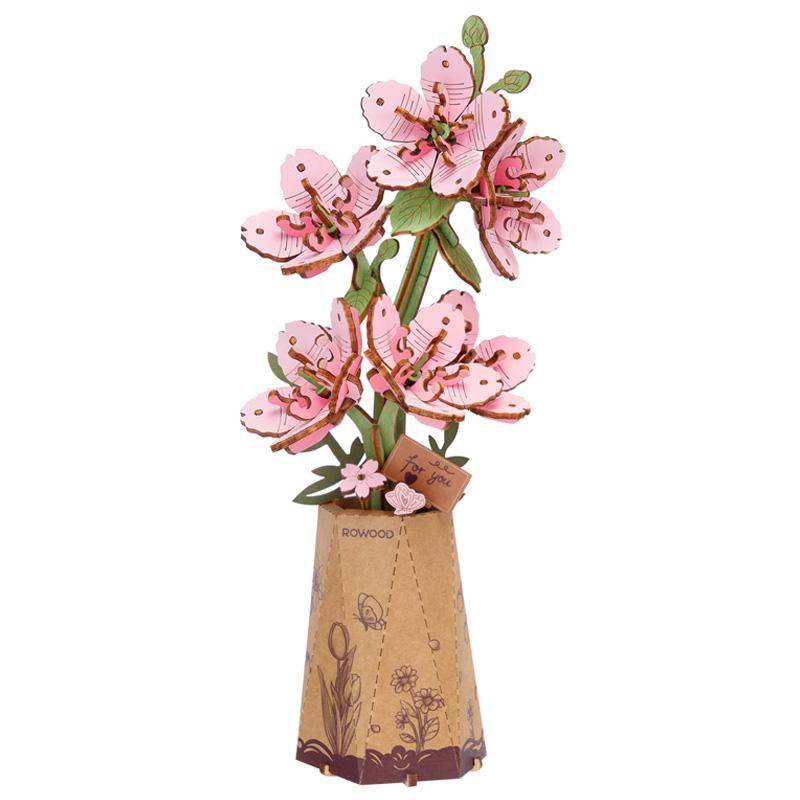 Robotime Rowood DIY 3D Wooden Puzzle for Women Family Home Decoration Building Block Kits Christmas Gifts Sakura Gerbera Daisy