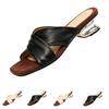 Women's Summer Square Toe High Heel Slide Sandals Knotted Strap Open Toe Casual Slip On Shoes with Transparent Block Heel