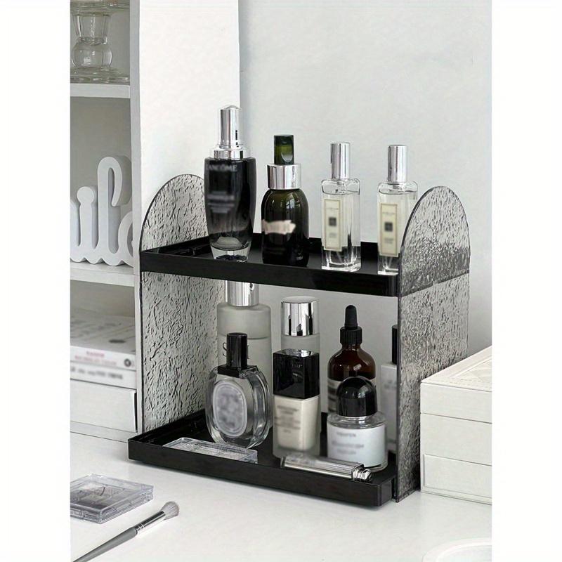 1pc Acrylic Makeup Organizer, Dual-Layer Increased Heighten Cosmetic Display Holder, Vanity Tray for Skincare, Perfume, Lipstick, Desk Storage Box