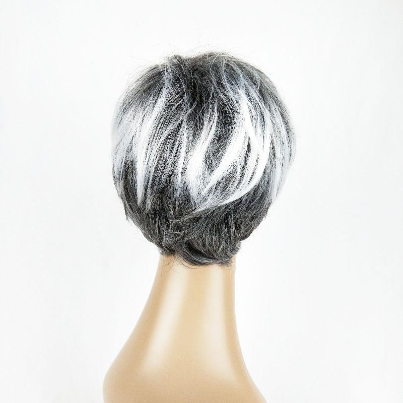 Wig Female European And American Fashion Short Hair Female Black And White Chemical Fiber Headgear