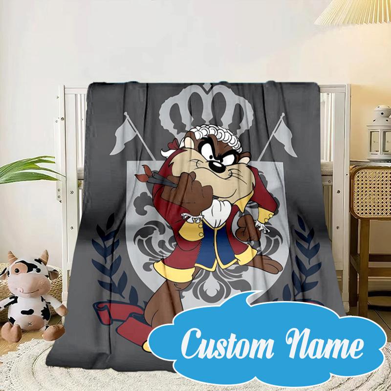 Custom Name Troublemaker Taz Devil Blanket bed sofa Blanket Flannel Blanket for Camping, Hiking, Picnic Essentials,gift for Fan family