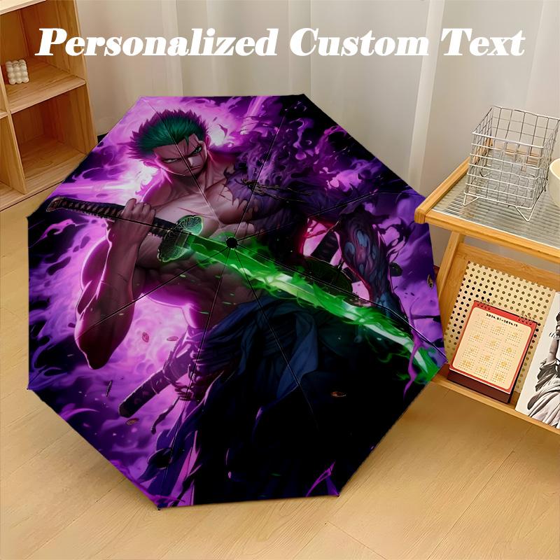 8‑Rib Automatic Umbrella, One Piece Design Foldable Umbrella for Sun Rain Protection Travel