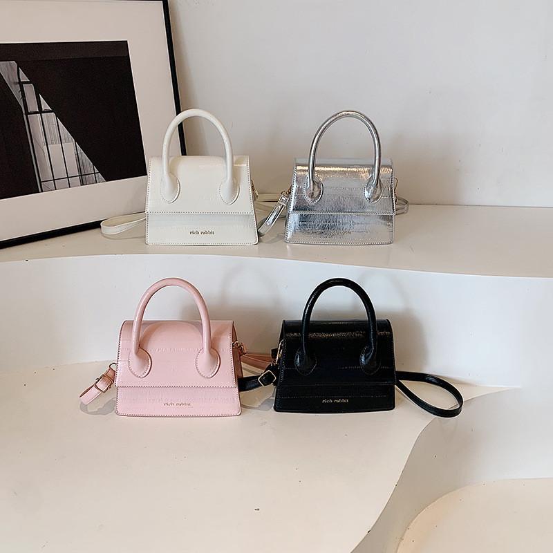 Trendy Minimalist Design Small Square Handbag For Women 2024 Glossy Summer Bag