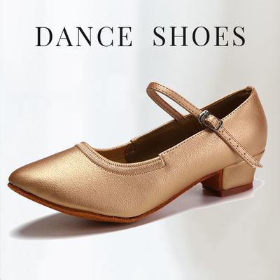 Leder Walzer Modern Dance Schuhe Erwachsene Damen Geschlossene Zehen Latin Party Tanzsaal Tanzschuhe Niedrige Absätze 3,5cm