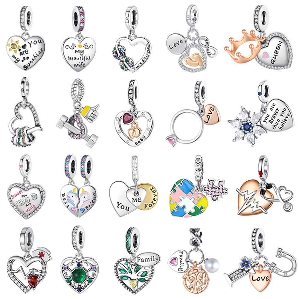 Brand New Copper Metal Family Tree Heart Friend Infinitely Crown Authentic Original Charm Bead Components Designed For Pan Bracelet High Quality Fine