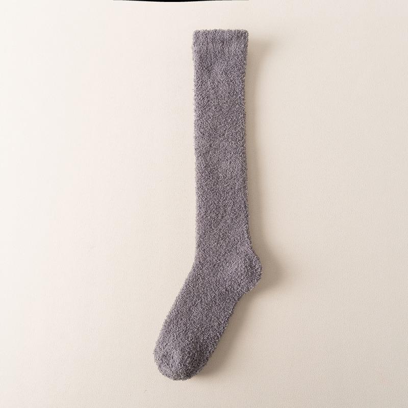 Female Autumn and Winter Add Velvet and Thick Home Floor Sleeping Month Son Warm Long Leg Socks