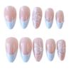 European And American Manicures Are Simple, Small, Fresh, Light Blue French Butterfly Pearl Long Almond Armor