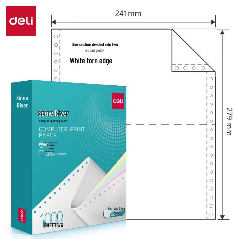 Deli Seine River N241-1 Continuous Computer Printing Paper