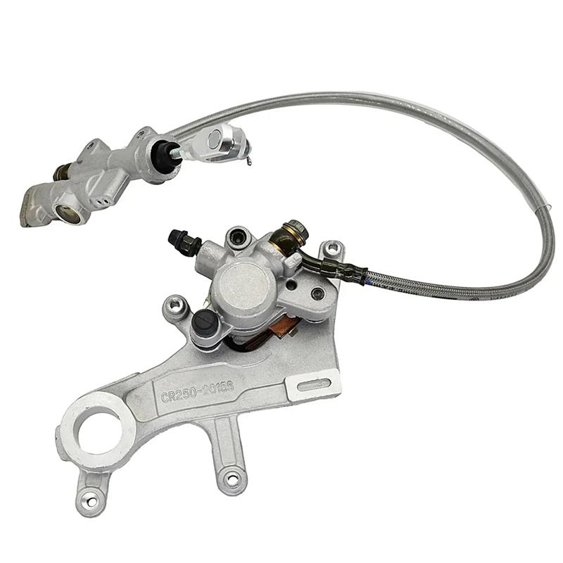 A03E-Motorcycle Rear Brake Caliper Master Cylinder Pump W/Oil Hose For Honda CR125R CR250R CRF250R CRF450R 2002-