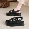 CRLAYDK Platform Sandals for Women Summer Silvery Outdoor Beach Open Toe Slides Ladies Casual Buckle Straps Walking Slippers