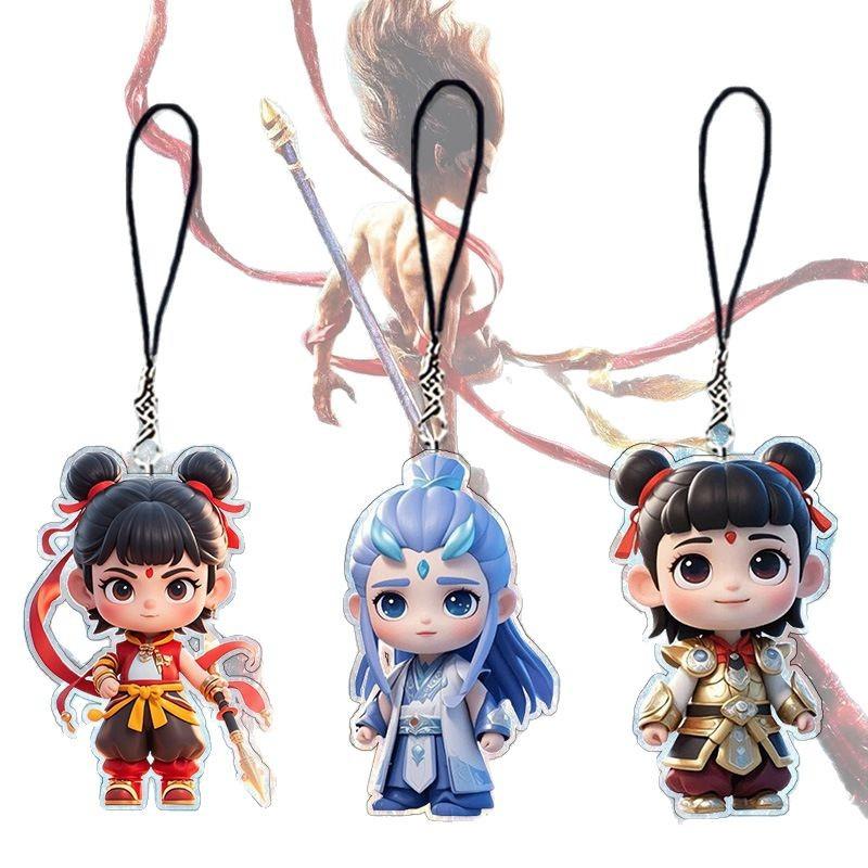Ne zha 2 movie peripheral tide play homemade keychain cute CP pendant cartoon cartoon gift mobile phone chain backpack pendant