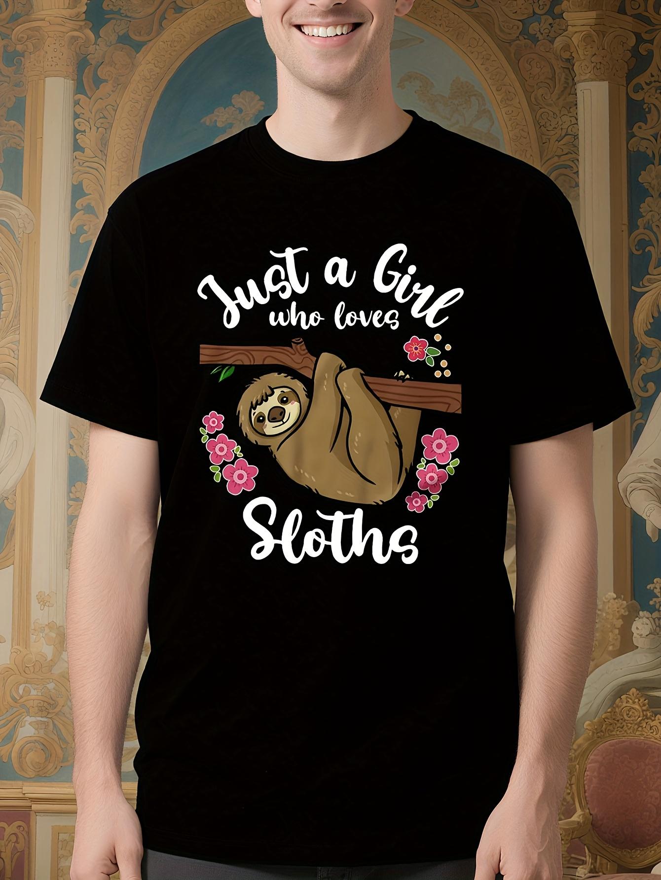 Wo Sloth Lover Graphic Tee - Cute Sloth and Floral Shirt ... XL