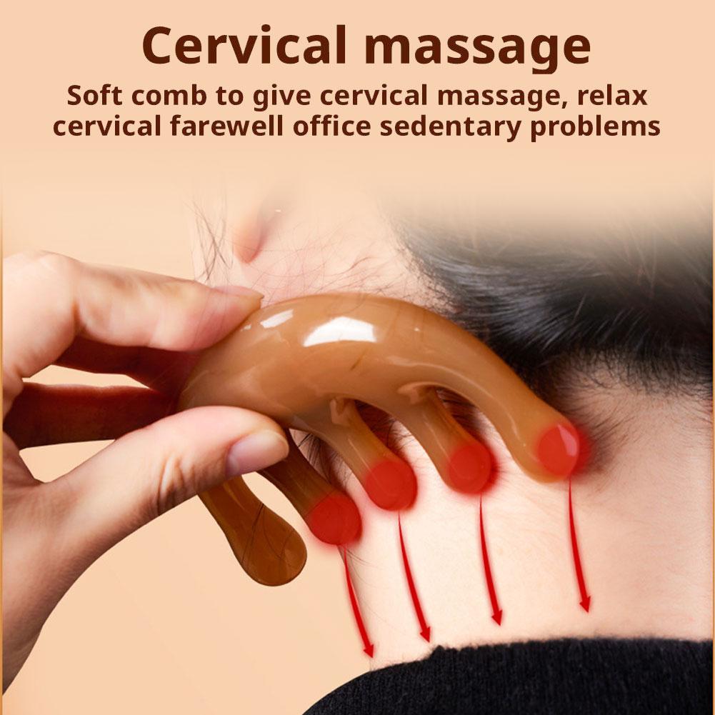 4 in 1 Head Massage Scalp Meridian Massage Comb Resin Handleless Massage Comb Blood Circulation Scalp Meridian Comb