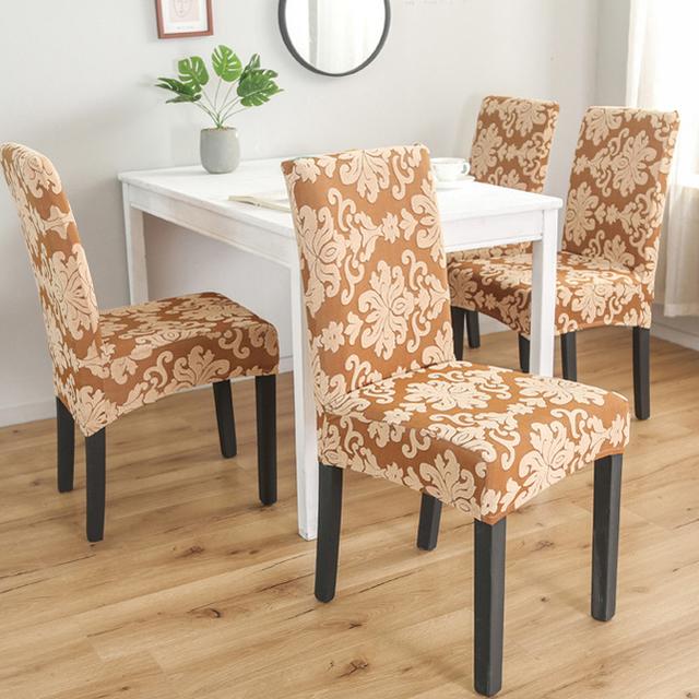 

Жаккардовые роскошные тканевые чехлы на стулья универсального размера, эластичные чехлы на стулья, эластичные дешевые чехлы на сиденья для столовой 1 Piece бежевый