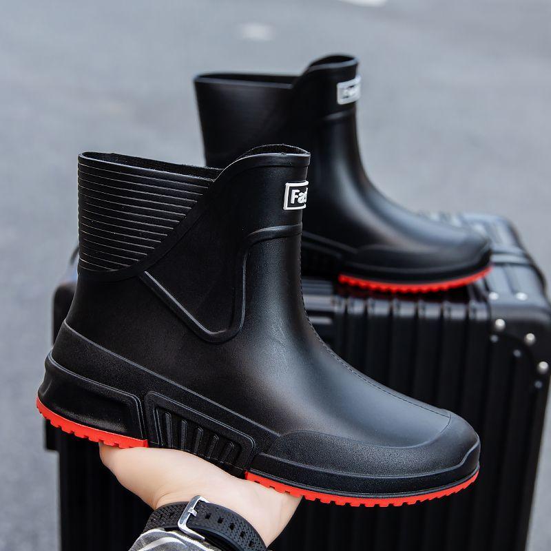 Lightweight Non Slip Male Shoes Booties Thick Platform On Offer Water Adult Designer Low-heel Fashion Wide Toes Men's Rain Boots