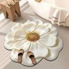 3D Visuele Effecten Bloemenpatroon Vloerkleed Badkamermat Antislip Diatomeeënaarde Absorberende Vloermat Woondecoratie Creatieve Ronde Bloemenvloermat