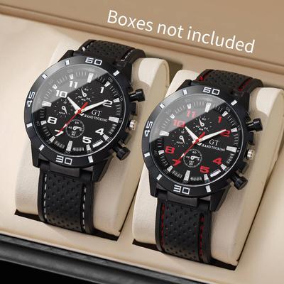 2 STÜCK/Set Mode Herren Quarz Uhr Silikonarmband Herren Sportuhren Reloj Hombre