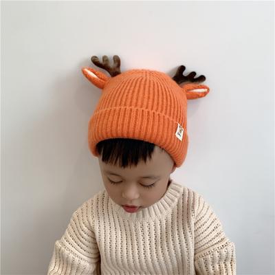 Gorro navideño para niños, bonito gorro de bebé con orejas de alce, con astas de dibujos animados, gorro de ganchillo para niños de 1 a 4 años, gorro cálido de lana para invierno