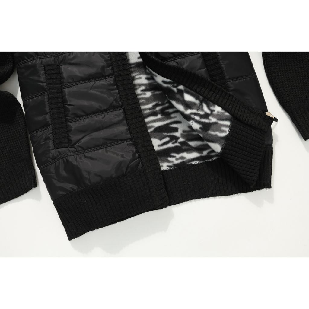 Men's Stand-up Collar, Fleece And Cotton Long-sleeved Cardigan, Zippered Warm Knitted Sweater