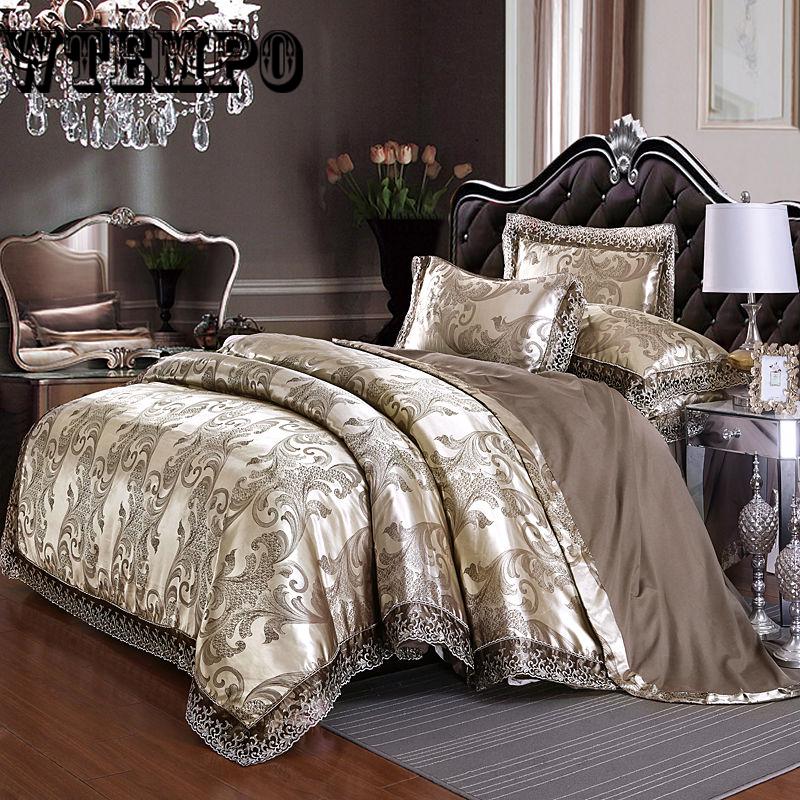 Buy Bed Linen Set Embroidered Jacquard Luxury Bedding Sets/bedclothes Queen King Size Duvet