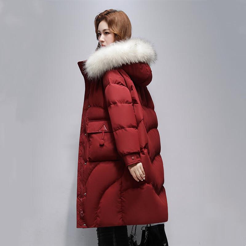 

YAYA 2025 Новая коллекция Женский длинный пуховик с меховым воротником L