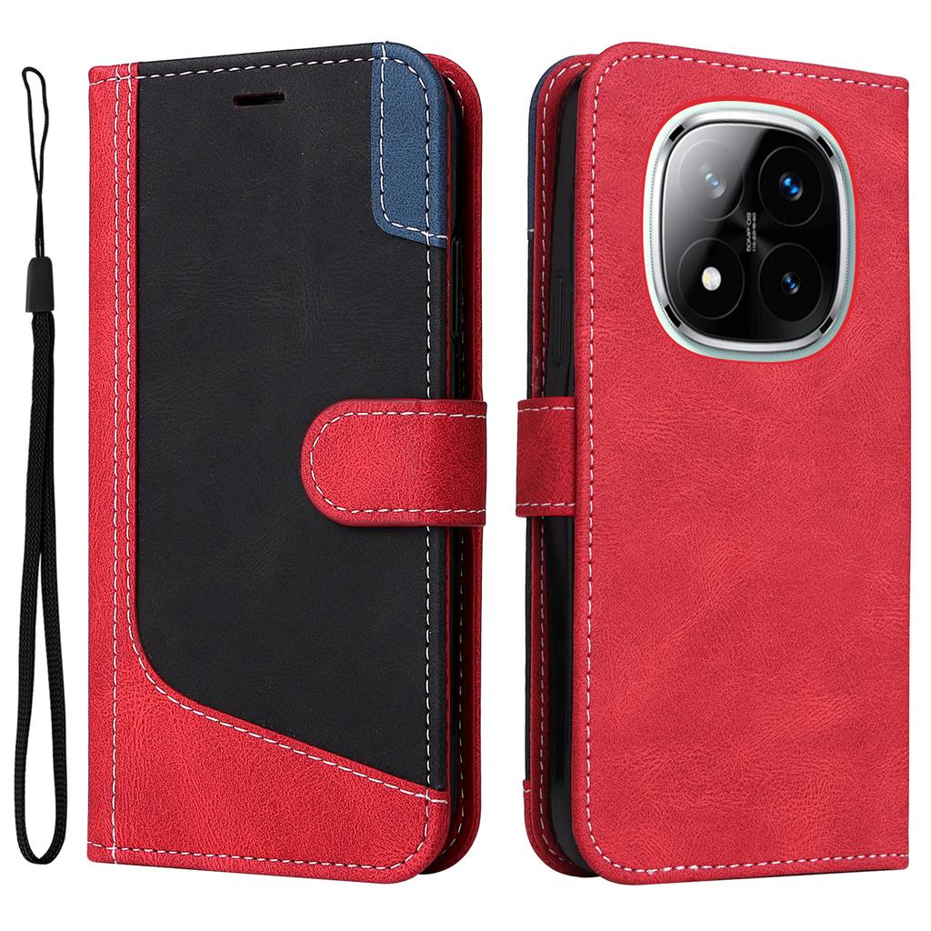 For Xiaomi Redmi Note 14 Pro+ 5G/Note 14 Pro 5G/Poco X7 5G Case Flip Wallet Leather Phone Cover 3 Color Splicing