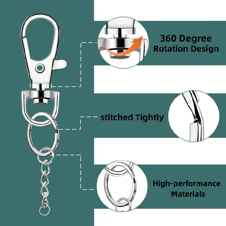 100Pieces DIY Keychain Kit with Swivel Snap Hooks for Key Rings for Kid DIY Keyc