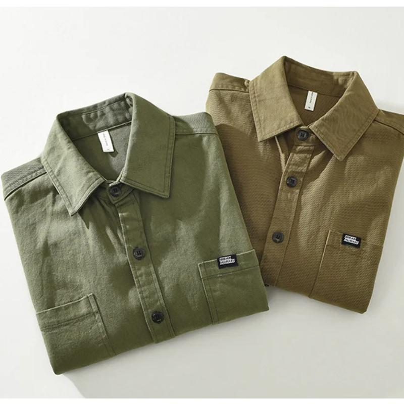 Japanese Style Cargo Shirt Men Spring and Summer Long Sleeve Casual Shirts Cotton Pockets Soft and Comfortable Loose Top Youth Popular Men Clothing