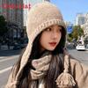 Knit Hat Women Winter Warm Earflap Beanie With No Brim For Casual Outings