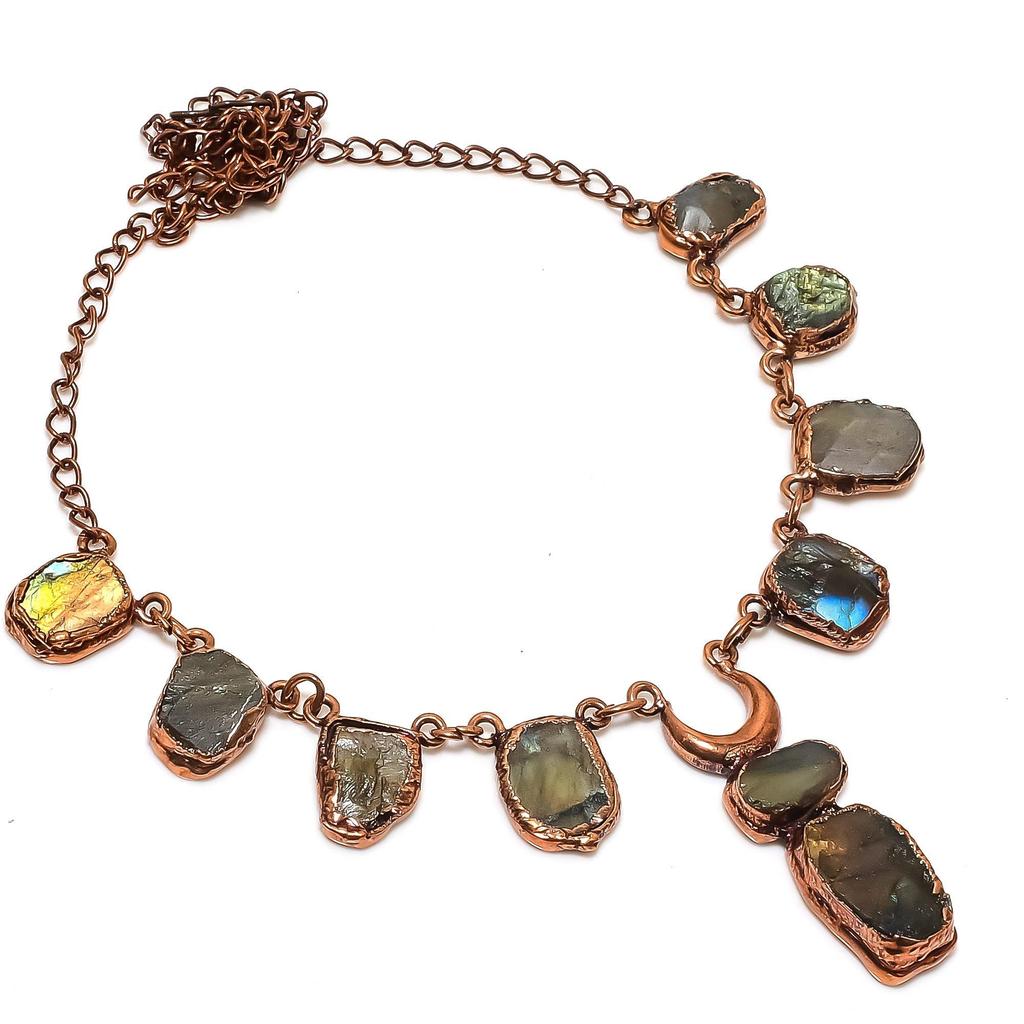 Labradorite Handmade Latest Design Jewelry Necklace, Copper Electroformed Gemstone Necklace, Gift For Mother