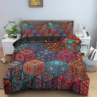 Vintage Bohemian Bedding Set,Duvet Cover Comforter Bed Set Quilt Cover Pillowcase,King Queen Twin Size Boys Girls Adults